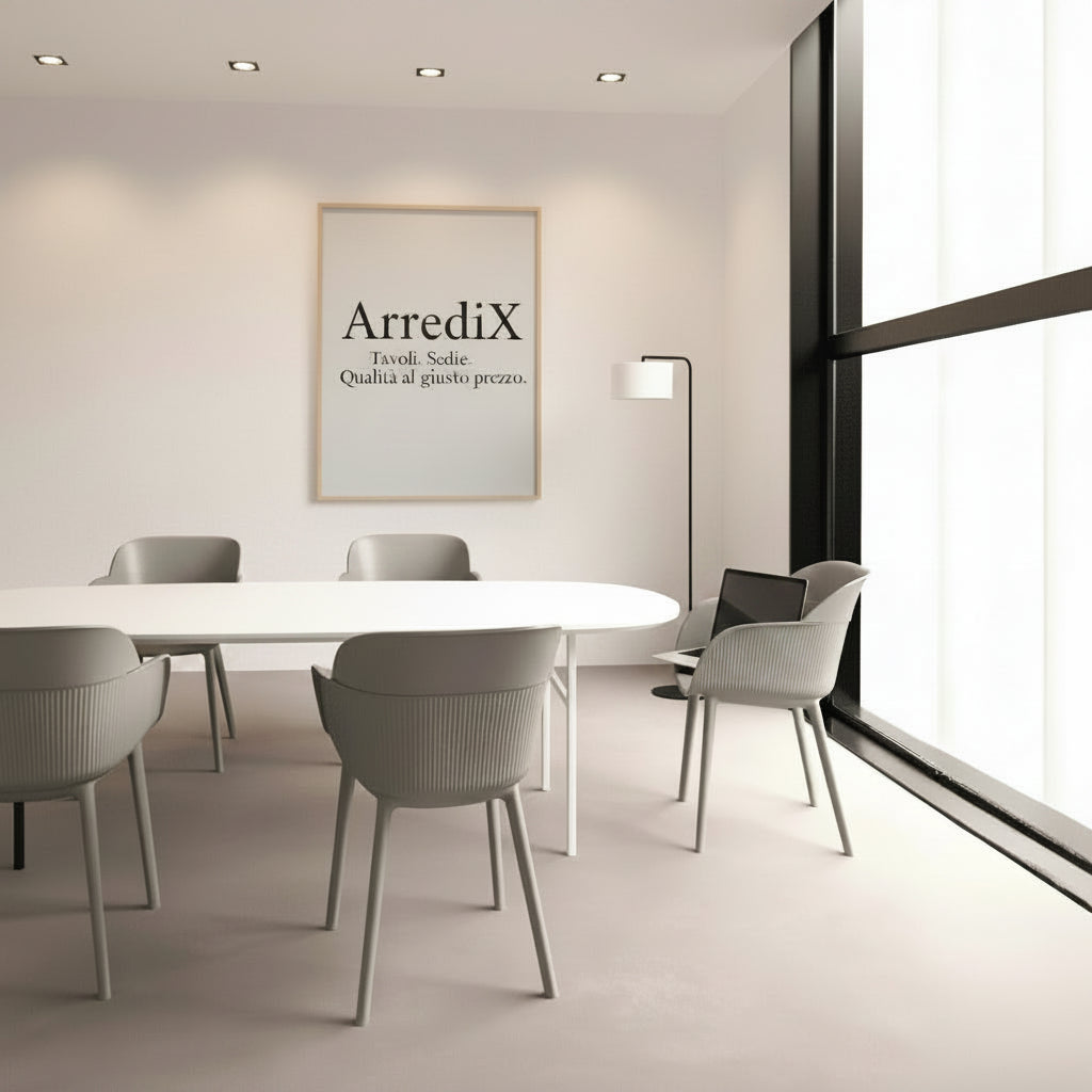 Poltrona Shell-P grigio cemento set 4 pezzi