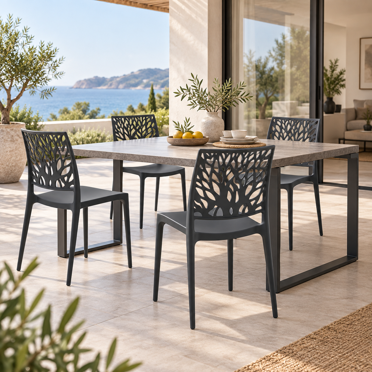 Sedia Tree in polipropilene rinforzato con fibra di vetro – Set 4 pezzi - colore GRIGIO METAL