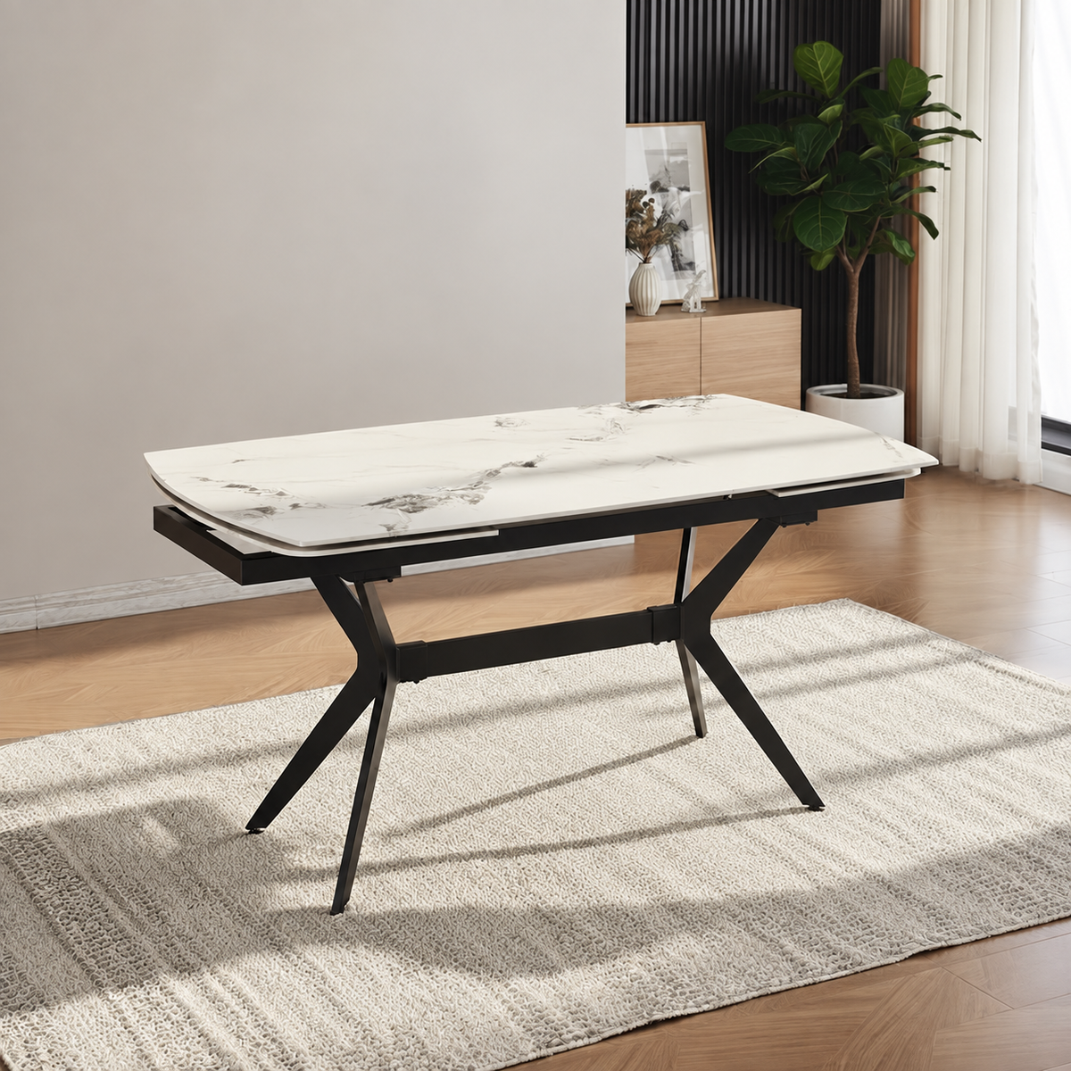 Tavolo allungabile Riley con piano in ceramica - grigio chiaro