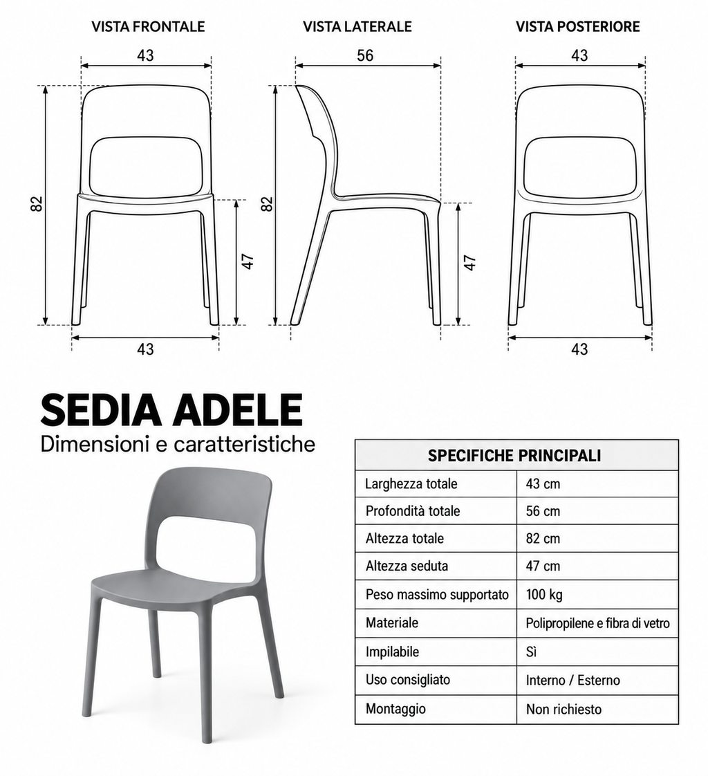 Sedie Adele Impilabili