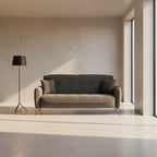 Divano Crown 3 posti ecopelle effetto nuvolato grigio 07-619 215x94x98h cm.
