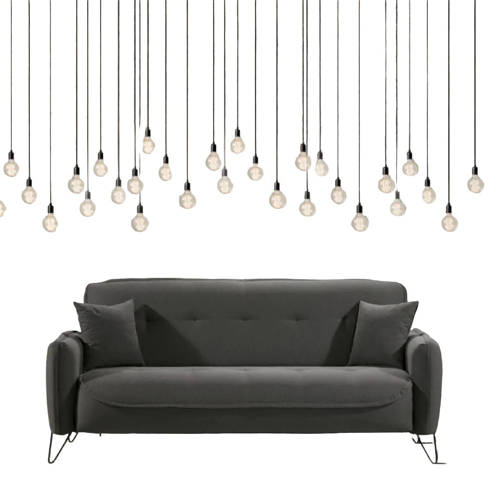 Divano Crown 3 posti ecopelle effetto nuvolato grigio 07-619 215x94x98h cm.