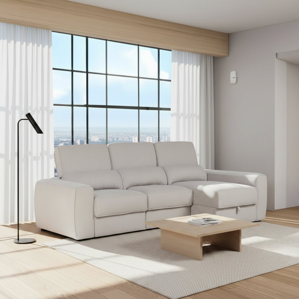 Divano Duke grigio G1312 penisola reversibile e funzione letto