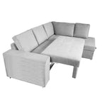 Divano letto angolare Bali con penisola contenitore destra in tessuto Neve 80 light grey
