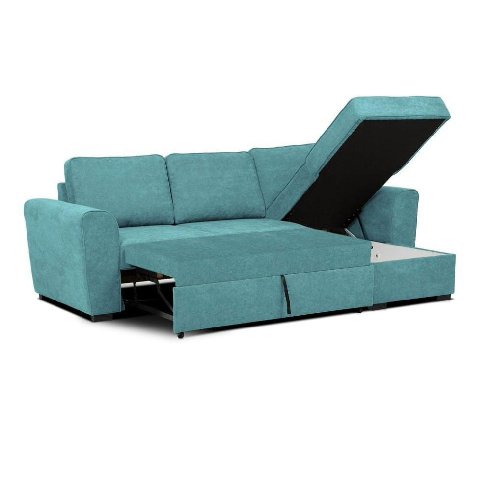 Divano letto corner reversibile Aston con contenitore in tessuto