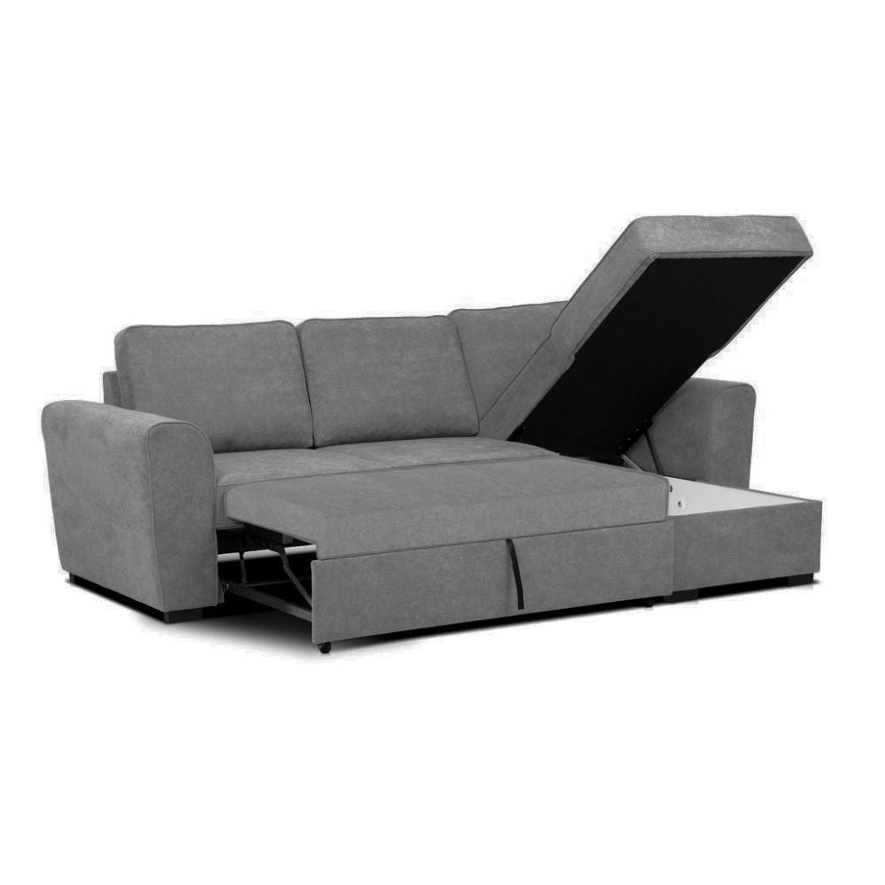 Divano letto corner reversibile Aston con contenitore in tessuto