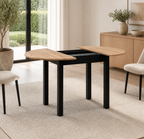 Tavolo rotondo allungabile Coburg 100 in piano quercia o bianco e struttura nera 100x76x100 cm.