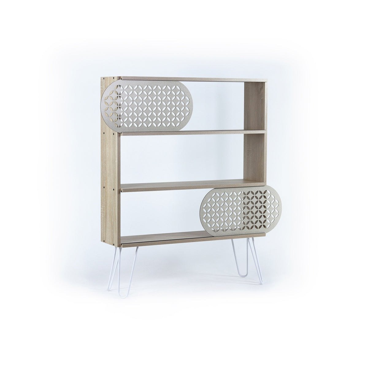 Libreria Illia con 3 ripiani – Noce e nero – immagine 1