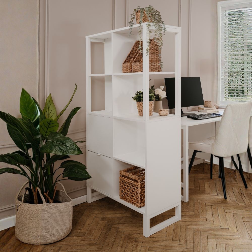 Libreria bifacciale Sumatra20A con ante – Bianco – immagine 1