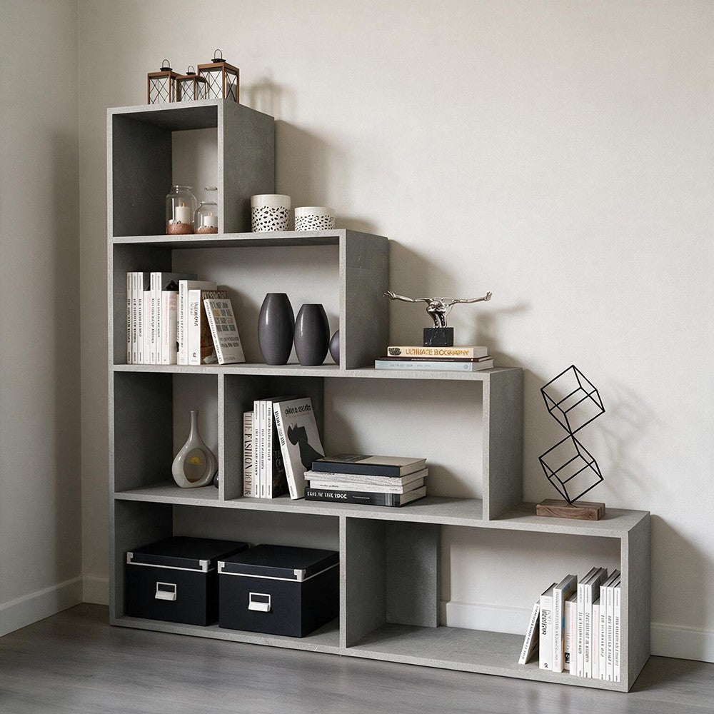 Libreria a scala Alis – Cemento – immagine 1