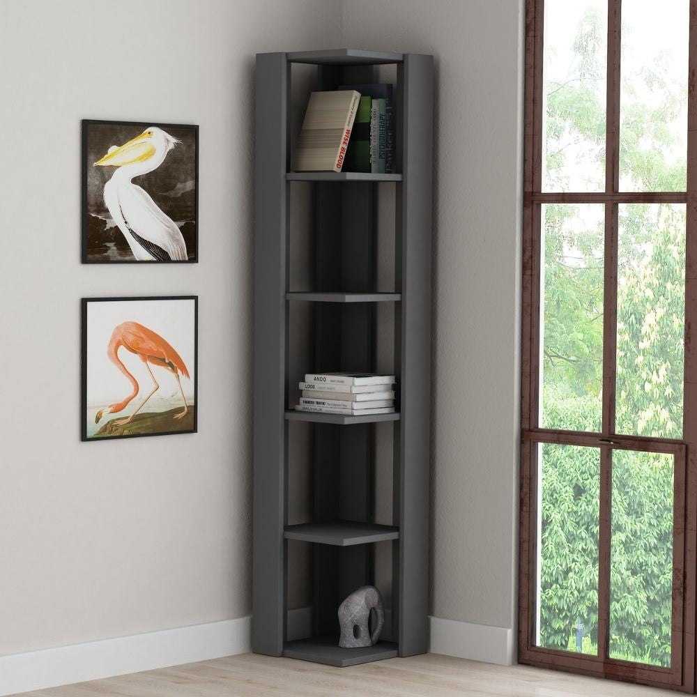 Libreria angolare Nati con 5 ripiani – Antracite – immagine 1