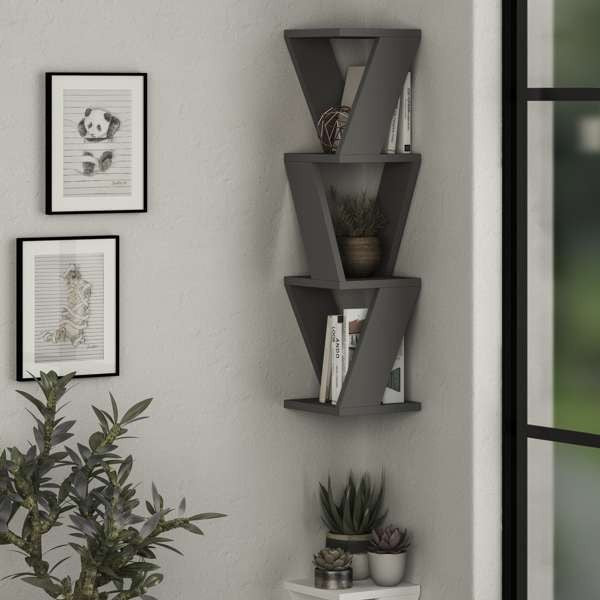 Libreria angolare pensile Zena – Antracite – immagine 1