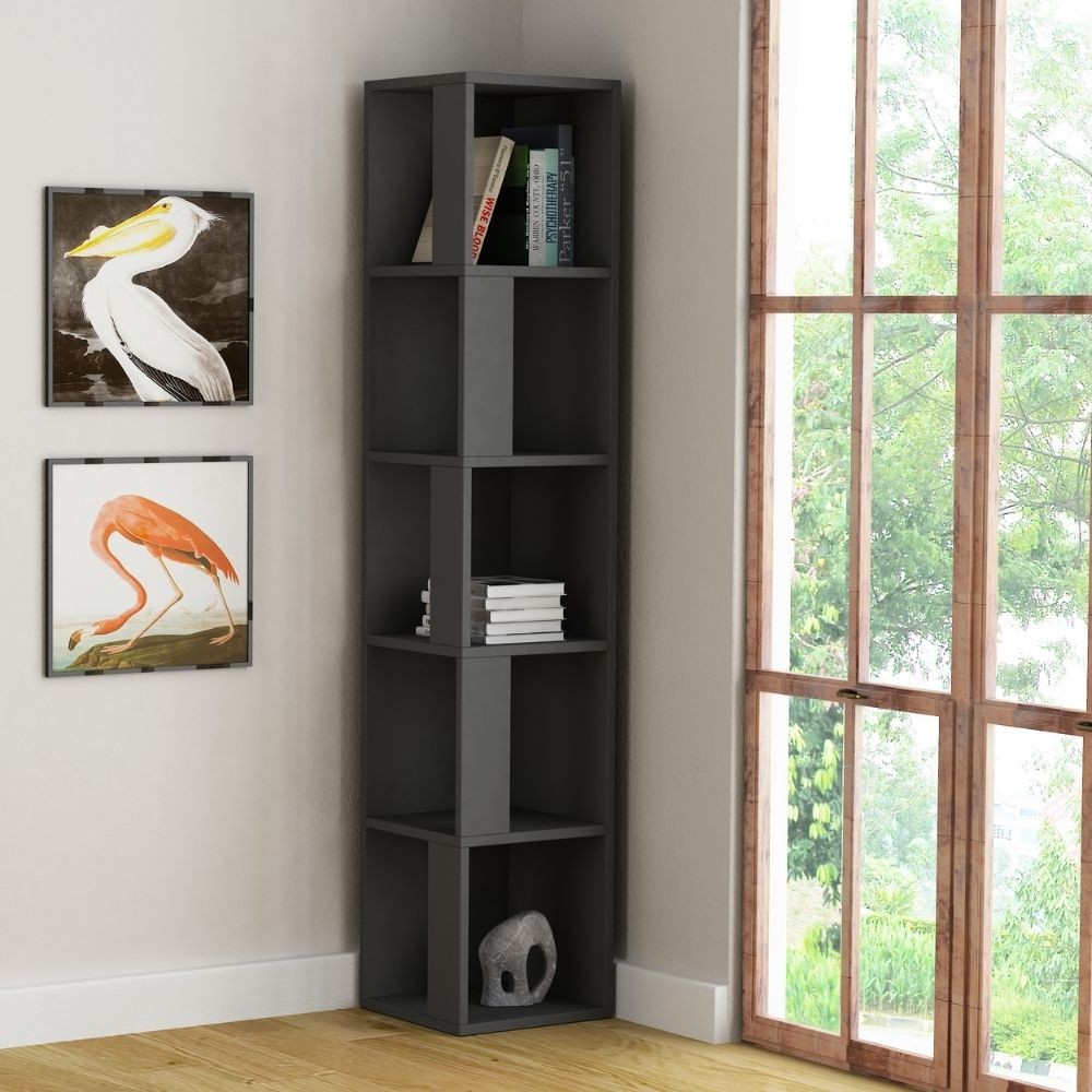 Libreria angolare Piano con 5 ripiani – Antracite – immagine 1