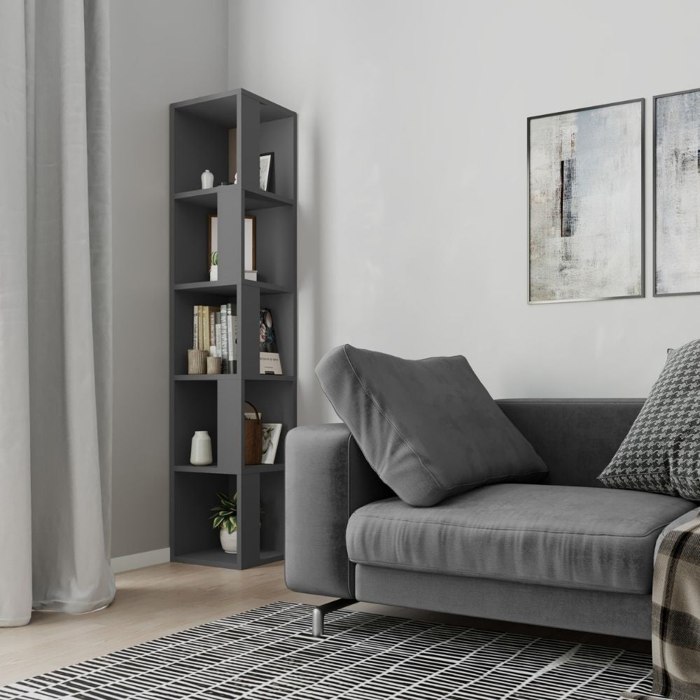 Libreria angolare Piano con 5 ripiani – Antracite – immagine 2