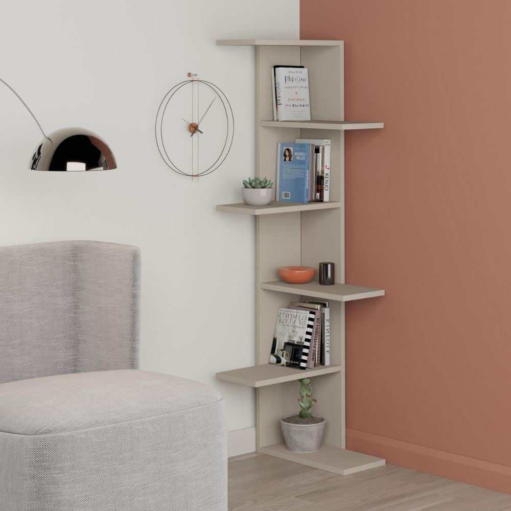 Libreria angolare Saso con 5 ripiani – Cashmere – immagine 1