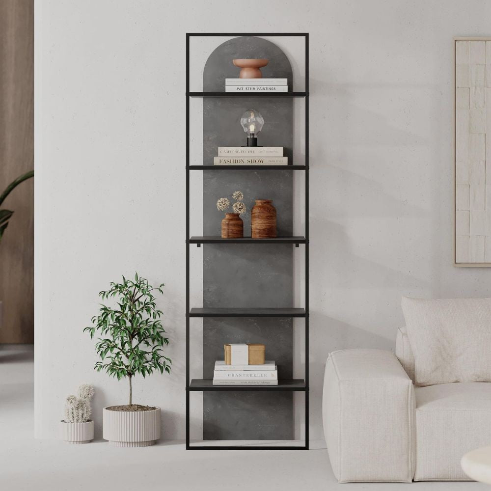 Libreria Archy con 5 ripiani – Grigio – immagine 2