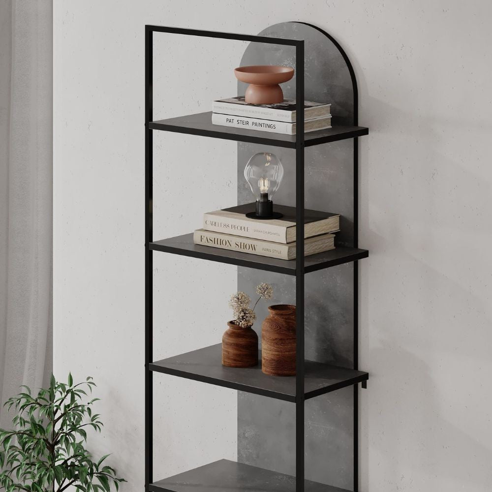 Libreria Archy con 5 ripiani – Grigio – immagine 3