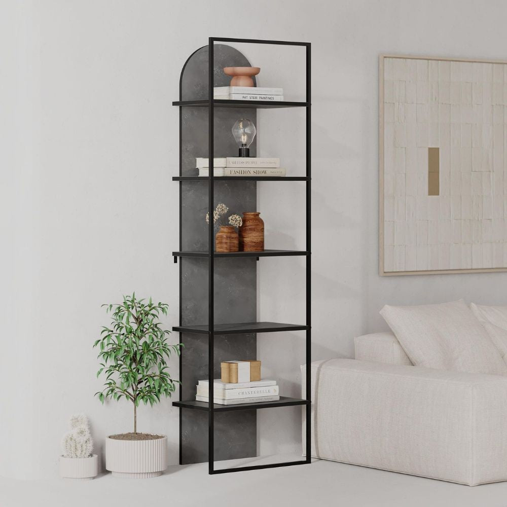 Libreria Archy con 5 ripiani – Grigio – immagine 1