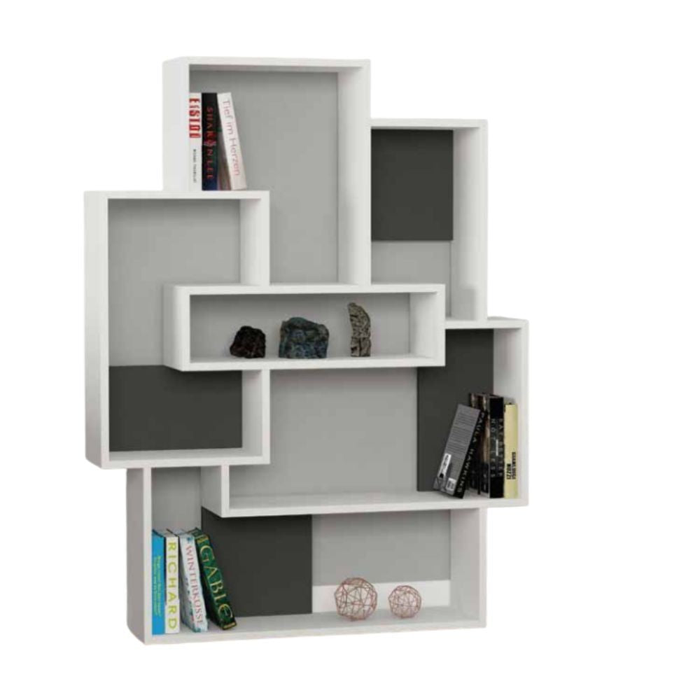 Libreria Barce con 7 ripiani – Bianco e antracite – immagine 2