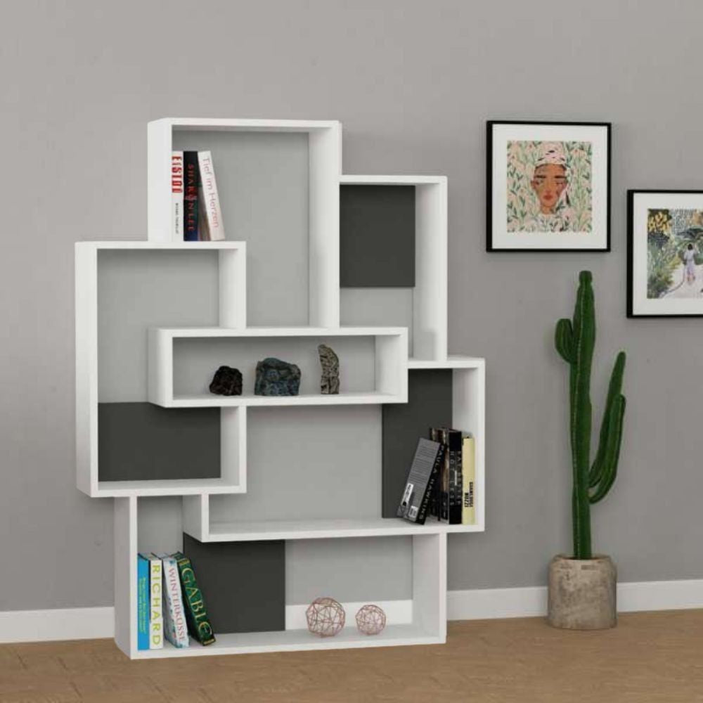 Libreria Barce con 7 ripiani – Bianco e antracite – immagine 1
