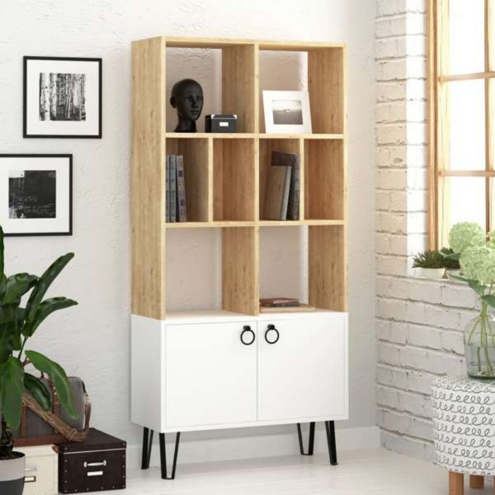 Libreria Bene con ante – Rovere e bianco – immagine 2