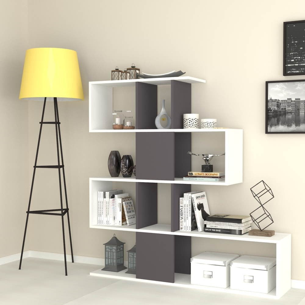 Libreria bifacciale Aktif – Bianco e ghisa – immagine 1