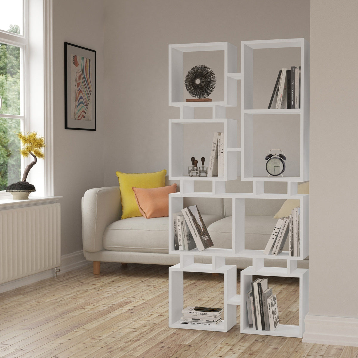 Libreria bifacciale Rail con 8 vani – Bianco – immagine 1