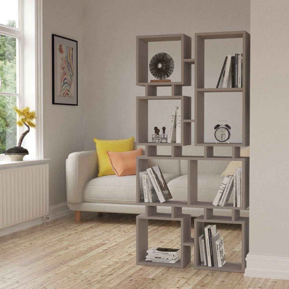 Libreria bifacciale Rail con 8 vani – Tortora – immagine 1