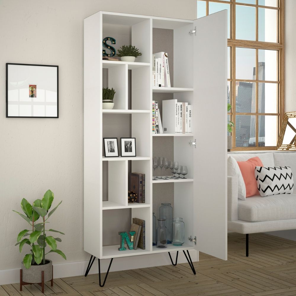 Libreria Jedda con anta – Bianco – immagine 2