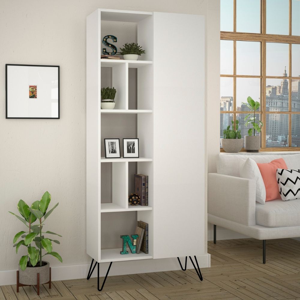 Libreria Jedda con anta – Bianco – immagine 1