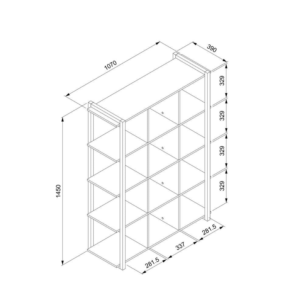 Libreria Denver 31 a cubi – Rovere quercia e antracite – immagine 5