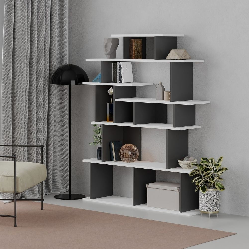 Libreria design Apollon – Bianco e antracite – immagine 1