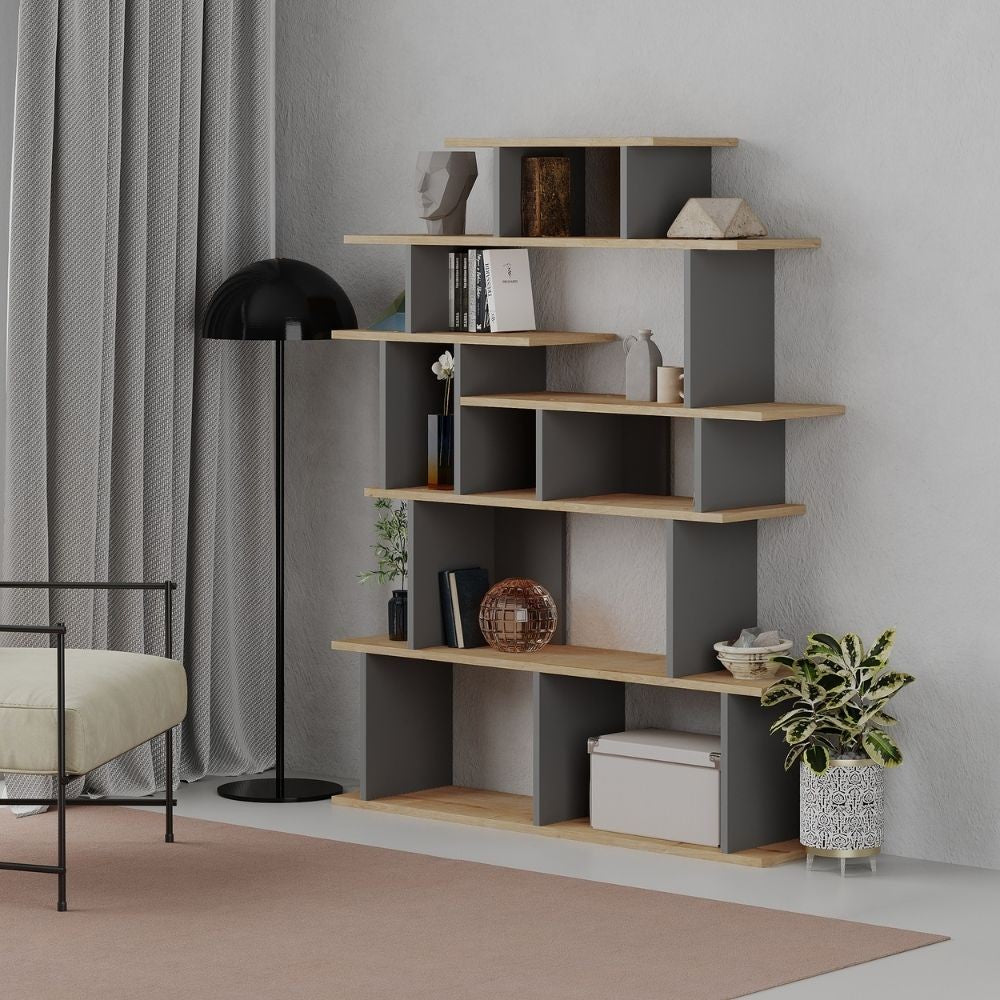 Libreria design Apollon – Rovere e antracite – immagine 1