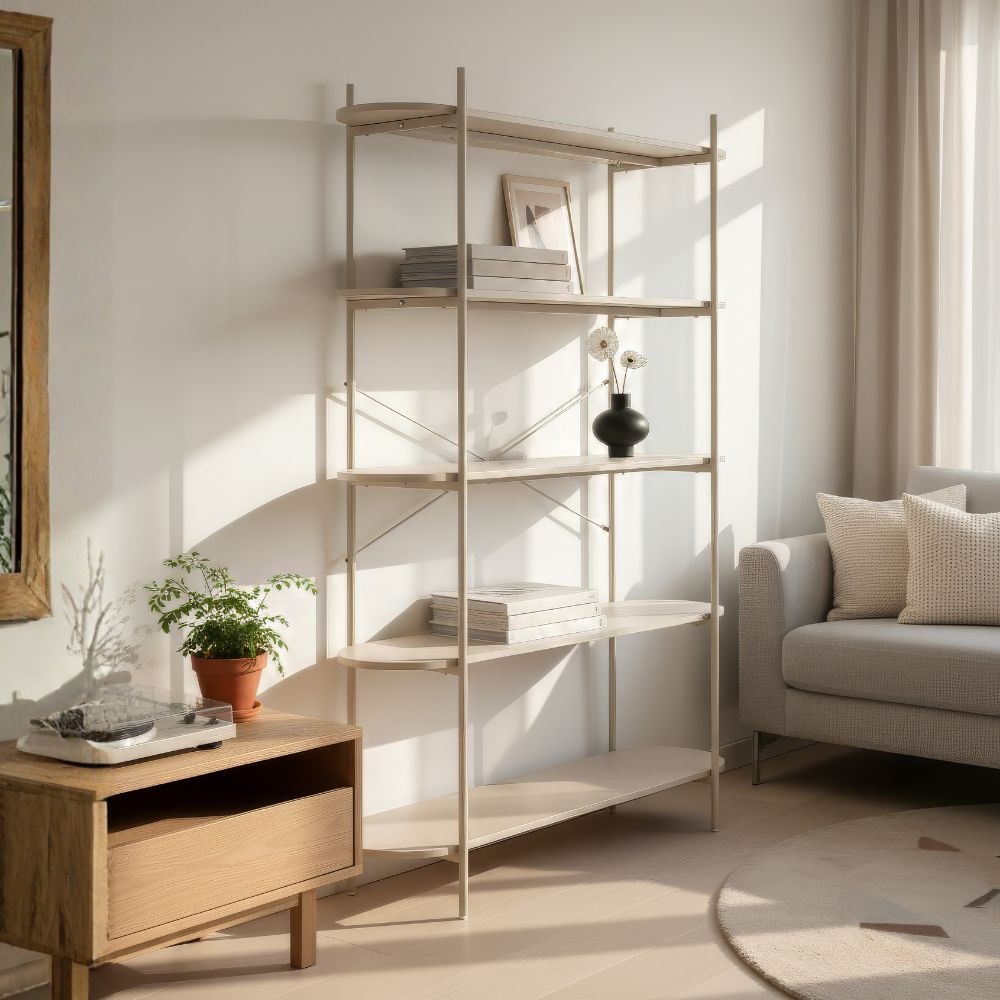 Libreria Hanoi20B con 5 ripiani – Beige – immagine 1