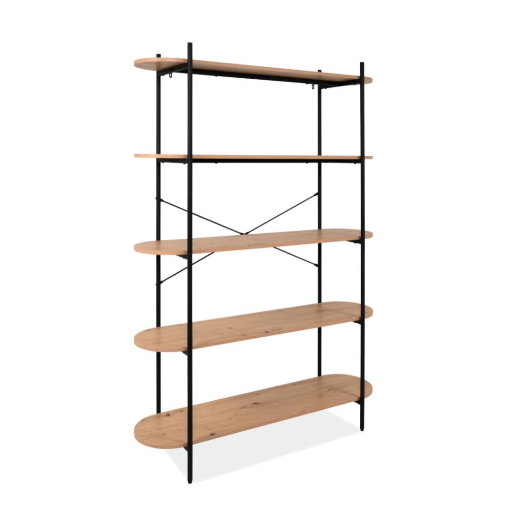 Libreria Hanoi20B con 5 ripiani – Rovere e nero – immagine 3