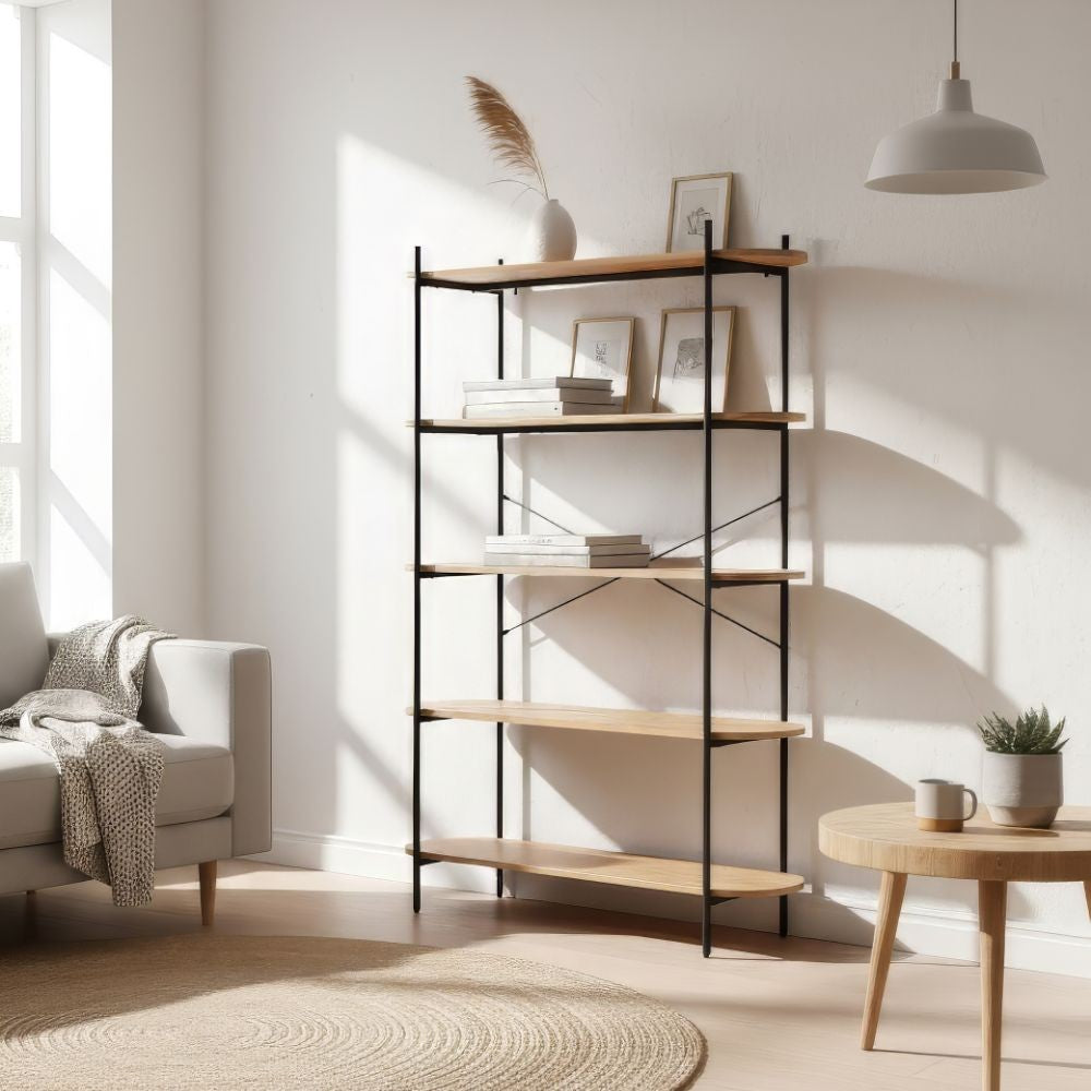 Libreria Hanoi20B con 5 ripiani – Rovere e nero – immagine 1