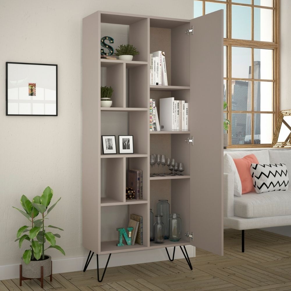 Libreria Jedda con anta – Tortora – immagine 2