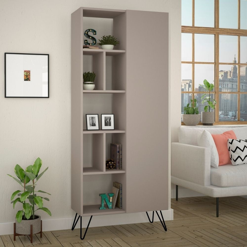 Libreria Jedda con anta – Tortora – immagine 1