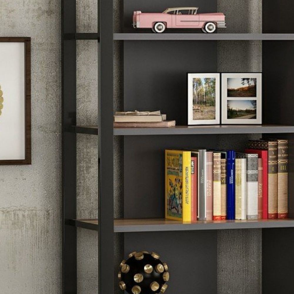Libreria Leno con ripiani – Antracite e noce – immagine 4