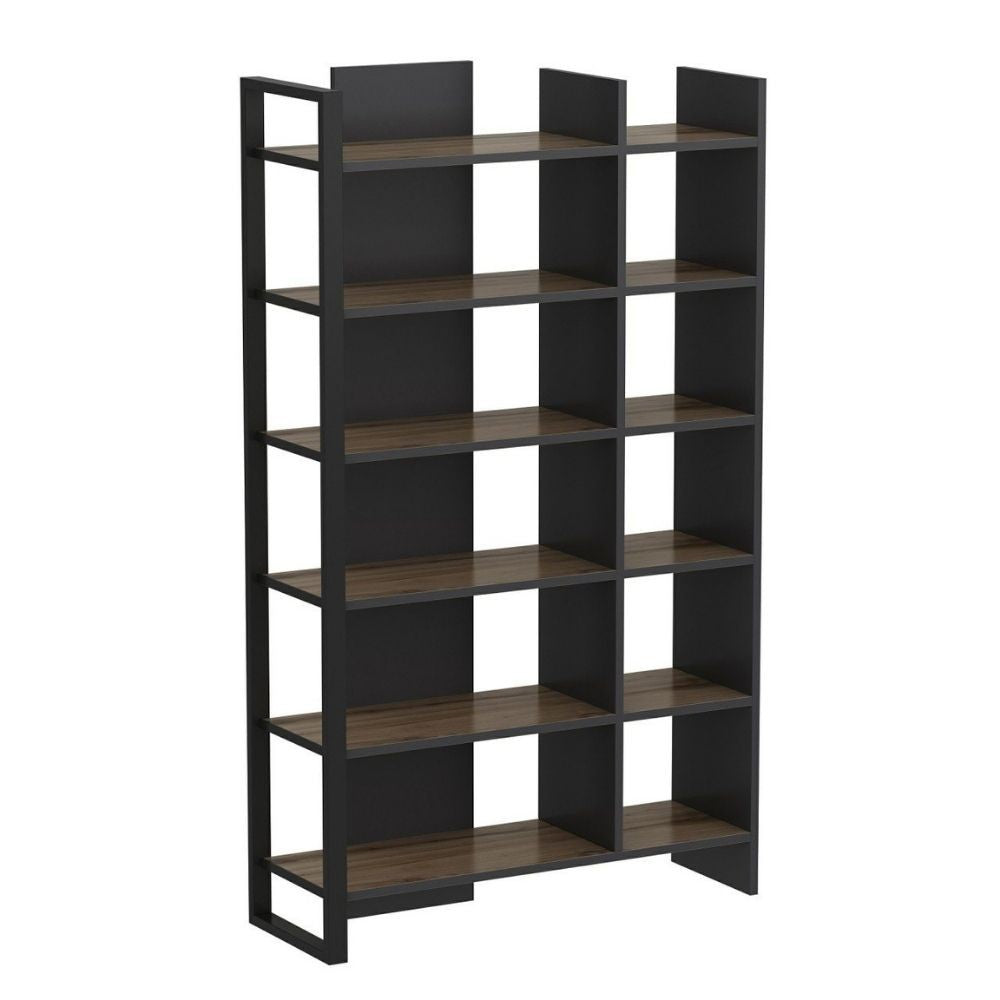 Libreria Leno con ripiani – Antracite e noce – immagine 3