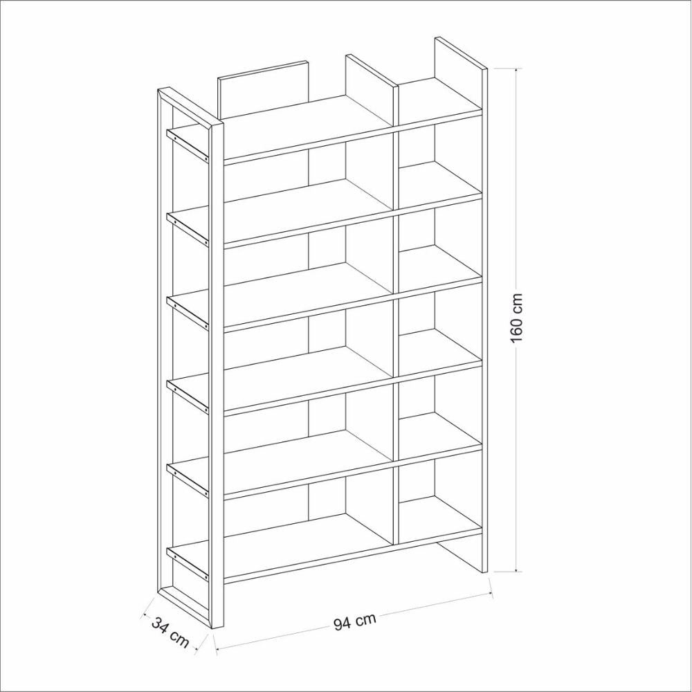 Libreria Leno con ripiani – Antracite e noce – immagine 5