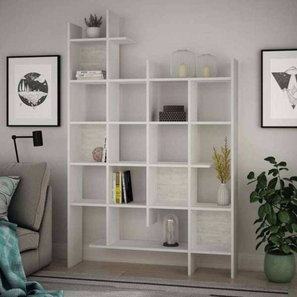 Libreria Manco con 18 vani – Bianco – immagine 1
