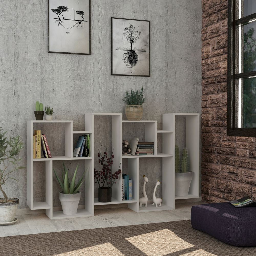 Libreria bifacciale Karmato con 10 vani – Bianco – immagine 1