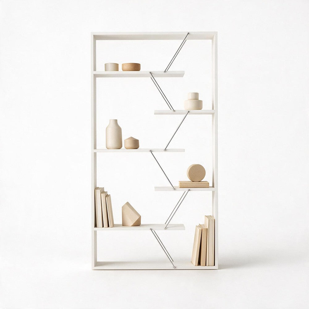 Libreria Tars con struttura in metallo – Bianco – immagine 2