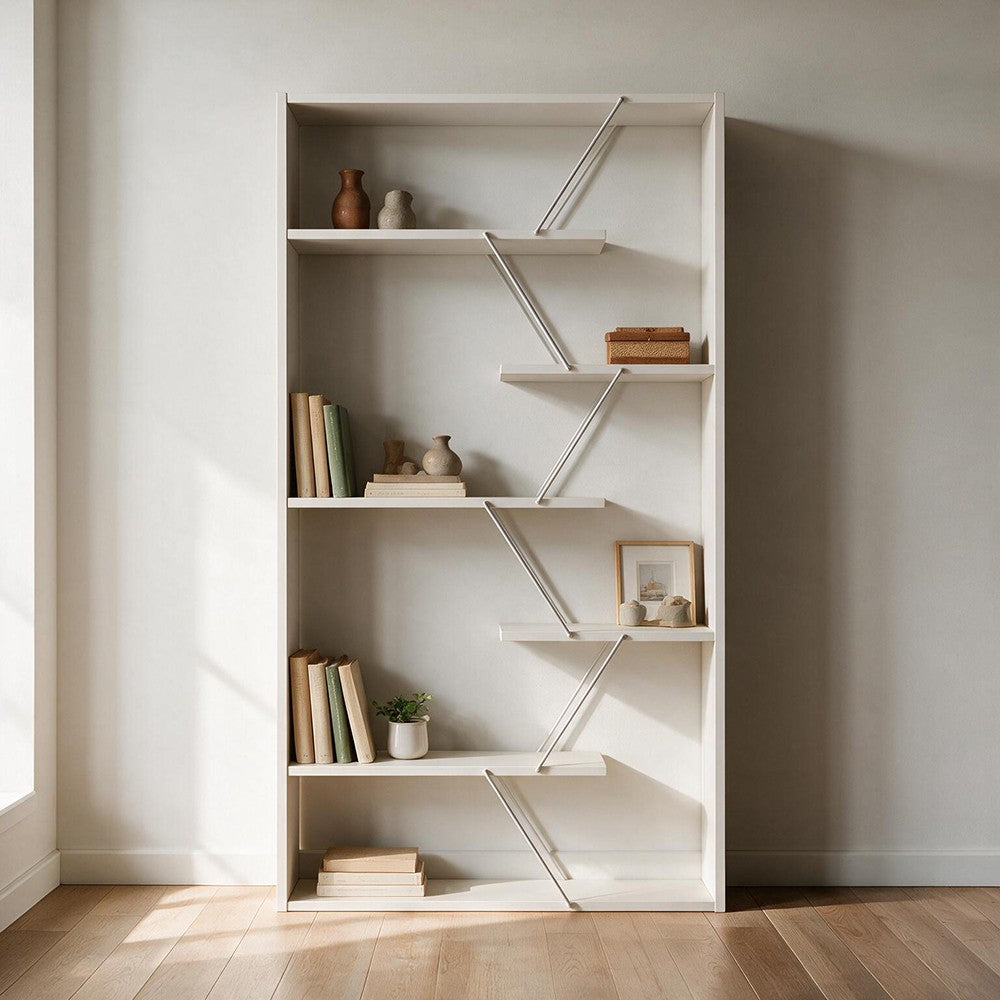 Libreria Tars con struttura in metallo – Bianco – immagine 1