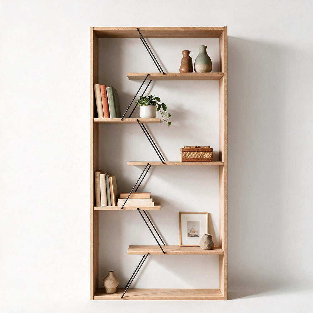 Libreria Tars con struttura in metallo – Rovere – immagine 2