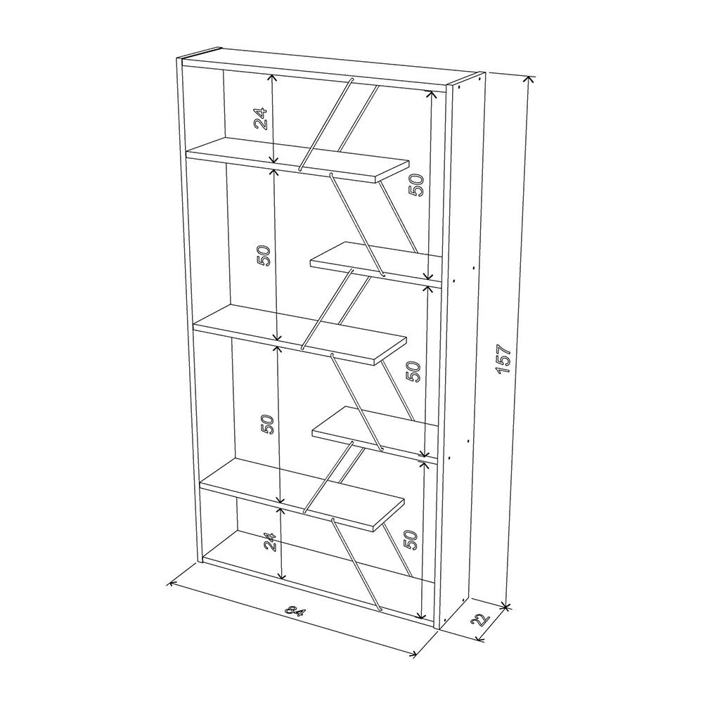 Libreria Tars con struttura in metallo – Rovere – immagine 4