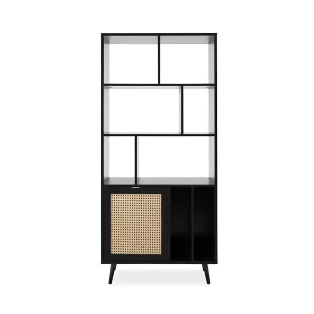 Libreria Vienna20A con frontali effetto vimini – Nero ed effetto vimini – immagine 4