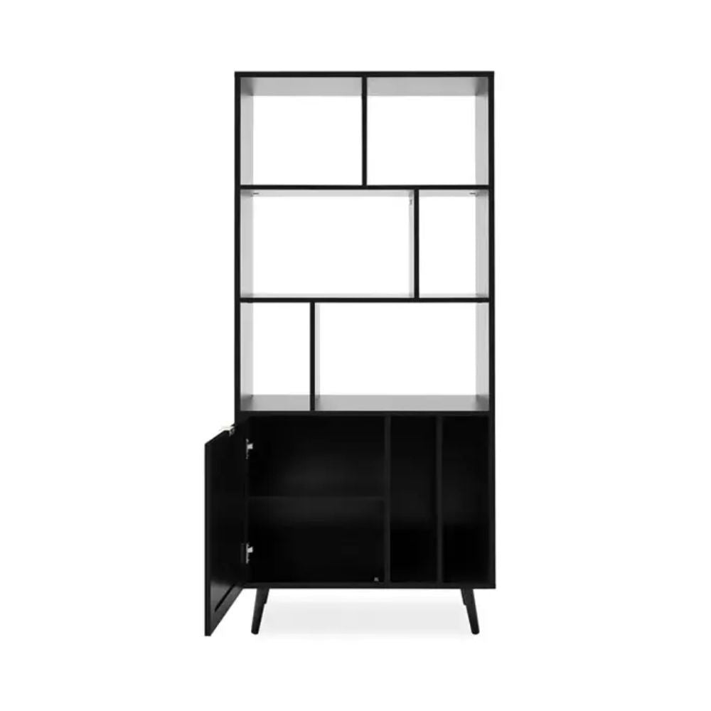 Libreria Vienna20A con frontali effetto vimini – Nero ed effetto vimini – immagine 5