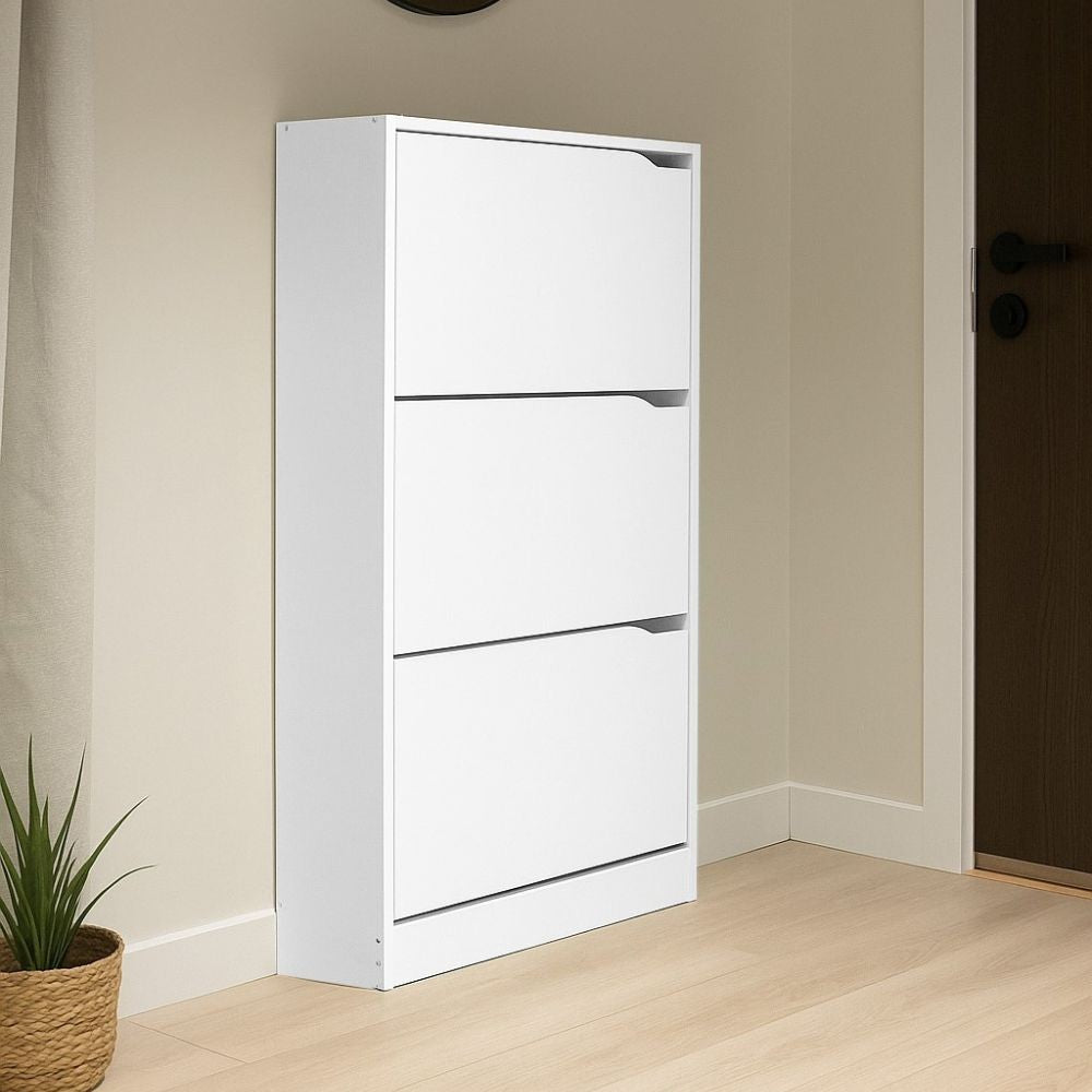 Scarpiera Manolo 3 scomparti colore bianco 63x24x115 H cm.